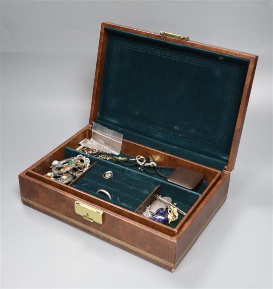 Two boxes of assorted costume jewellery including silver.